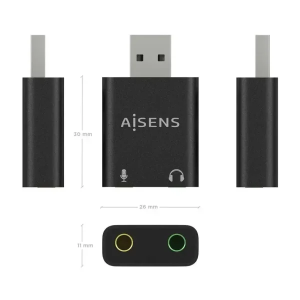 CONVERSOR AISENS USB-A A AUDIO 48KHZ USB-A/M-2XJACK 3.5/H