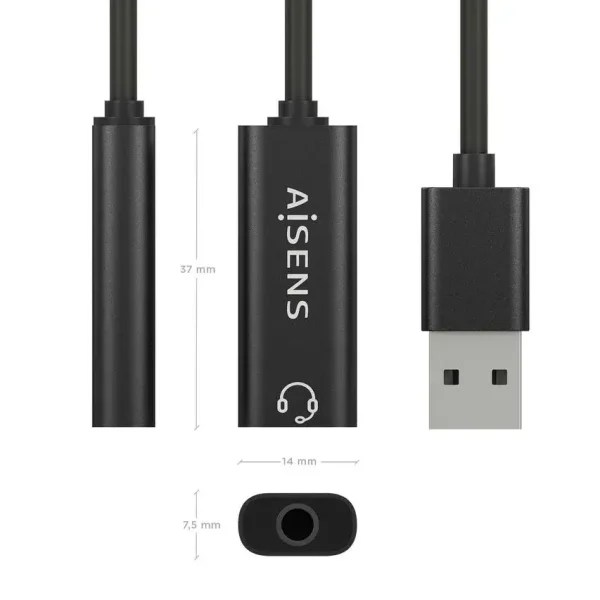 Conversor Aisens USB-A A Audio 48khz USB-A/M-Jack 3.5/H